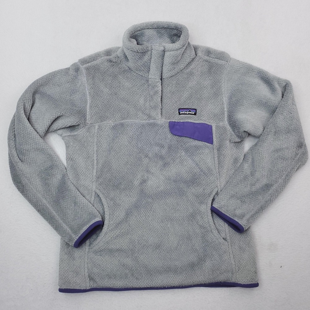 Patagonia Re Tool Snap T Pullover Womens M Gray Purple Fleece Jacket Outdoor